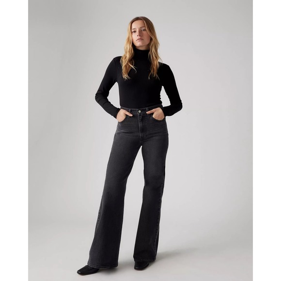 Women's Levi's Ribcage Bell Flare Jeans‎ in Black Size 26 - Picture 1 of 12